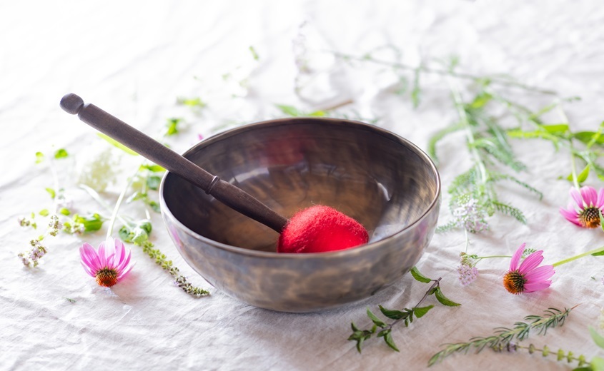 Singing bowl massage at an traditional farmer's house