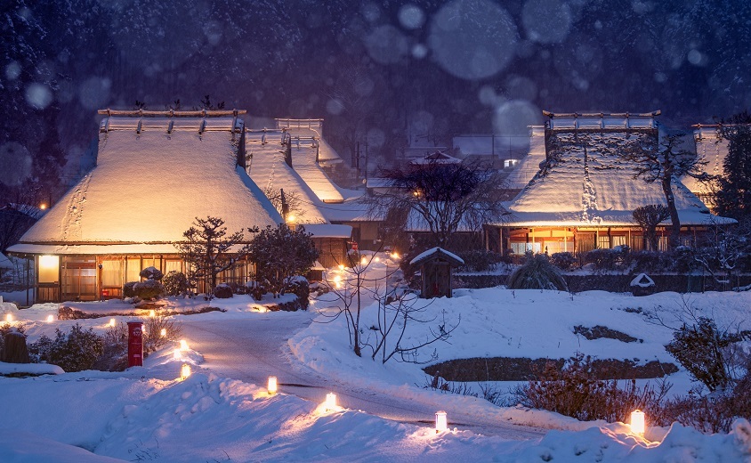 [2022 Cancelled] Snow Lantern Festival in Miyama's Thatched Village